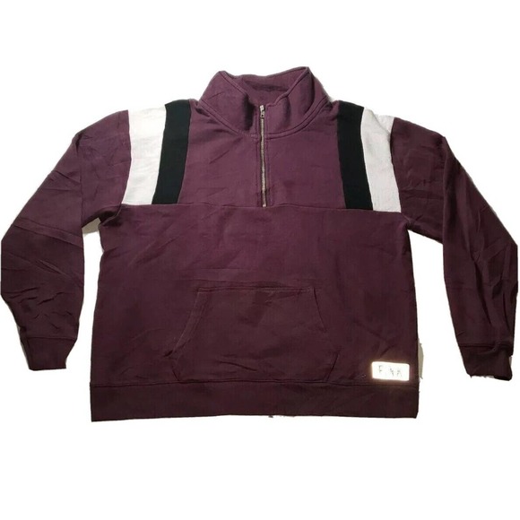 Victoria Secret PINK Oversize graphic Burgundy Mock Neck Sweatshirt Size Large‎ - Picture 1 of 5